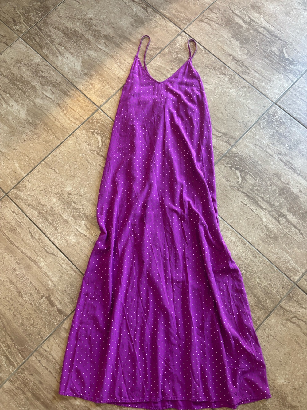Purple polka dot cottagecore flowy maxi dress in a M